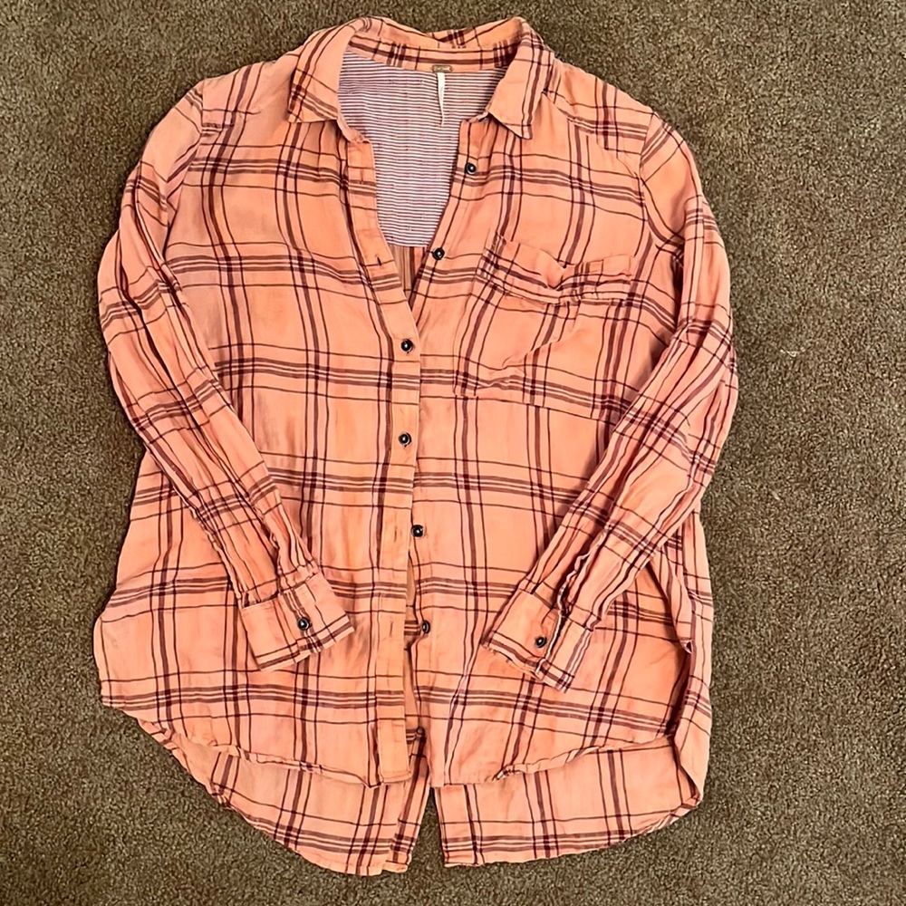 Free People plaid oversized top - Picture 4 of 5